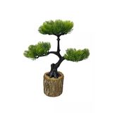 Yapay Çiçek Bonsai Ağacı Kütük Saksıda 3Katlı Dekoratif Yapay Ağaç Bonzai 30*25Cm