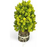 Yapay Çiçek Bonsai Ağacı Sarı Kozalaklı Kütük Saksıda Dekoratif Yapay Ağaç Bonzai 30*15 Cm