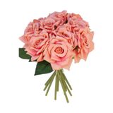 Yapay Çiçek Deposu 10lu Lüx Gul Demeti 25 cm Pastel Pembe