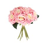 Yapay Çiçek Deposu 10lu Lüx Gul Demeti 25 Cm Pembe-krem