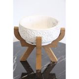 Yapay Çiçek Deposu Ahşap Ayaklı Beton Saksi 17x15 Cm
