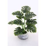Yapay Çiçek Deposu Beton Saksıda Monstera Deve Tabanı Bitkisi 40 Cm
