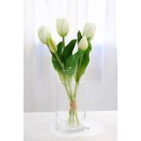 Yapay Çiçek Deposu Gerçek Dokulu Beyaz 5 Dallı Tulipa Lale Buketi Lüx Demet Uzun Ömürlü Çiçek