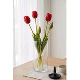 Yapay Çiçek Deposu Gerçek Dokulu Lüx 5 Dallı Coquette Tulipa Lale Buketi Kırmızı