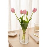 Yapay Çiçek Deposu Gerçek Dokulu Lüx 5 Dallı Coquette Tulipa Lale Buketi Toz Pembe