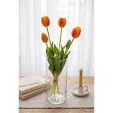 Yapay Çiçek Deposu Gerçek Dokulu Lüx 5 Dallı Coquette Tulipa Lale Buketi Turuncu