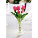 Yapay Çiçek Deposu Gerçek Dokulu Lüx 5 Dallı Tulipa Lale Buketi Fusya