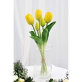 Yapay Çiçek Deposu Gerçek Dokulu Lüx 5 Dallı Tulipa Lale Buketi Sarı