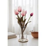 Yapay Çiçek Deposu Gerçek Dokulu Premium 5 Dallı İstanbul Lale Buketi 45 cm Beyaz-Pembe