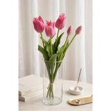 Yapay Çiçek Deposu Gerçek Dokulu Premium 5 Dallı İstanbul Lale Buketi 45 cm Fuşya