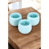 Yapay Çiçek Deposu Mini Kaktüs Sukulent Saksısı 3lü Set Turkuaz Elvan Model 9 Cm