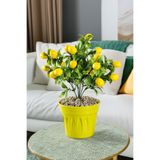 Yapay Çiçek Deposu Sarı Saksıda Mini Limon Ağacı 30 cm