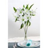 Yapay Çiçek Deposu Uzun Dal Kaliteli Yapay Lilyum Çiçeği 70 Cm Beyaz
