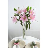 Yapay Çiçek Deposu Uzun Dal Kaliteli Yapay Lilyum Çiçeği 70 Cm Pembe