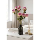 Yapay Çiçek Deposu Yapay Çiçek 3 Çiçekli Narin Gül Dalı 60 cm Pembe-Mor