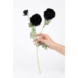 Yapay Çiçek Deposu Yapay Çiçek 3lü Şakayık Ranunculus Dalı 50 cm Siyah