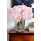 Yapay Çiçek Deposu Yapay Çiçek 5li Açmış Lüx Şakayık Gül Buketi Pudra Pembe