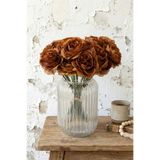 Yapay Çiçek Deposu Yapay Çiçek 7'li Çay Gülü Demeti 30 cm Kahverengi
