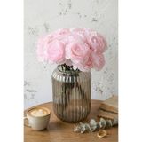 Yapay Çiçek Deposu Yapay Çiçek 7li Çay Gülü Demeti 30 cm Toz Pembe