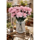 Yapay Çiçek Deposu Yapay Çiçek 7li Karanfil Çiçeği Demeti 40 cm Pembe