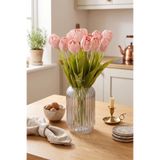 Yapay Çiçek Deposu Yapay Çiçek 7li Lüx Kuru Model Lale Demeti 40 cm Somon-Pembe