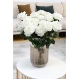 Yapay Çiçek Deposu Yapay Çiçek 9'lu Bağdat Gülü Demeti 42 cm Beyaz