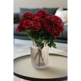 Yapay Çiçek Deposu Yapay Çiçek 9'lu Bağdat Gülü Demeti 42 cm Bordo
