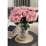 Yapay Çiçek Deposu Yapay Çiçek 9'lu Bağdat Gülü Demeti 42 cm Pembe