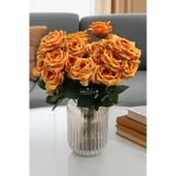 Yapay Çiçek Deposu Yapay Çiçek 9'lu Bağdat Gülü Demeti 42 cm Turuncu