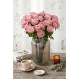 Yapay Çiçek Deposu Yapay Çiçek 9'lu Kibar Lüx Gonca Gül Dalı Demeti 35 cm Toz Pembe