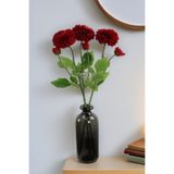 Yapay Çiçek Deposu Yapay Çiçek Lüx Goncalı Zinnia Dalı 60 cm Bordo