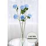 Yapay Çiçek Deposu Yapay Çiçek Pastel 3 Adet Çöl Gülü 60 cm Açık Mavi