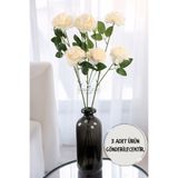Yapay Çiçek Deposu Yapay Çiçek Pastel 3 Adet Çöl Gülü 60 cm Krem
