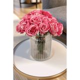 Yapay Çiçek Deposu Yapay Çiçek Premium 7'li Engerek Gülü Demeti 25 cm Fuşya