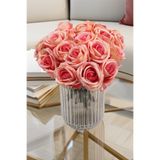 Yapay Çiçek Deposu Yapay Çiçek Premium 7'li Engerek Gülü Demeti 25 cm Pembe-Somon