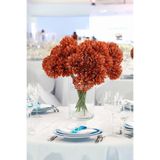 Yapay Çiçek Deposu Yapay Çiçek Top Krizantem 7li Mini Kartopu Demeti 28 cm Taba-Kehribar