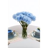 Yapay Çiçek Deposu Yapay Çiçek Top Krizantem 7li Mini Kartopu Demeti 30 cm Açık Mavi