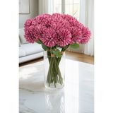 Yapay Çiçek Deposu Yapay Çiçek Top Krizantem 7li Mini Kartopu Demeti 30 cm Fuşya