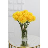 Yapay Çiçek Deposu Yapay Çiçek Top Krizantem 7li Mini Kartopu Demeti 30 cm Petrol Sarı