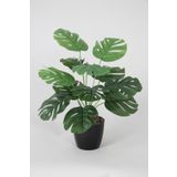 Yapay Çiçek Deposu Yapay Devetabanı Monstera Bitkisi Siyah Saksıda 45 Cm