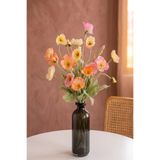 Yapay Çiçek Deposu Yapay Gelincik Dalı 60 cm 3lü SET Açık Pembe-Krem-Somon