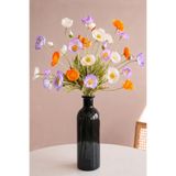 Yapay Çiçek Deposu Yapay Gelincik Dalı 60 cm 3lü SET Beyaz-Lila-Turuncu