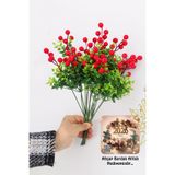 Yapay Çiçek Deposu Yapay Top Berry Kokina Demeti Yeni Yıl Çiçeği Yılbaşı Süsü 35 Cm 5 Dallı