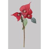 Yapay Çiçek Deposu Yapay Vintage 3lü Baxi Çiçeği Dalı 42 Cm Bordo