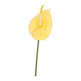 Yapay Çiçek Deposu Yapay Yıkanabilir Silikon Antoryum Çiçeği 66 Cm Sarı