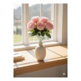 YAPAY ÇİÇEK DERYASI Yapay Çiçek 9lu Kat Kat Gül Demeti 42 Cm Pudra Pembe lodos gülü SEVGİLİLER GÜNÜ