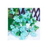 Yapay Çiçek Deryası Yapay Kiraz Çiçeği Sakura Turkuaz Mavi Salıncak Süsleme Vitrin Dekoru