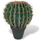 Yapay Çiçek Echinocactus Grusonii Altın Fıçı Kaktüs Siyah Saksıda 35*25m Cactüs sk4010s