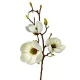 Yapay Çiçek Eva Beyaz Manolya 3 Çiçekli Uzun Dal 70Cm Gerçeksi Doku Vitrin