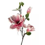 Yapay Çiçek Eva Pembe Manolya 3 Çiçekli Uzun Dal 90Cm Gerçeksi Doku Vitrin